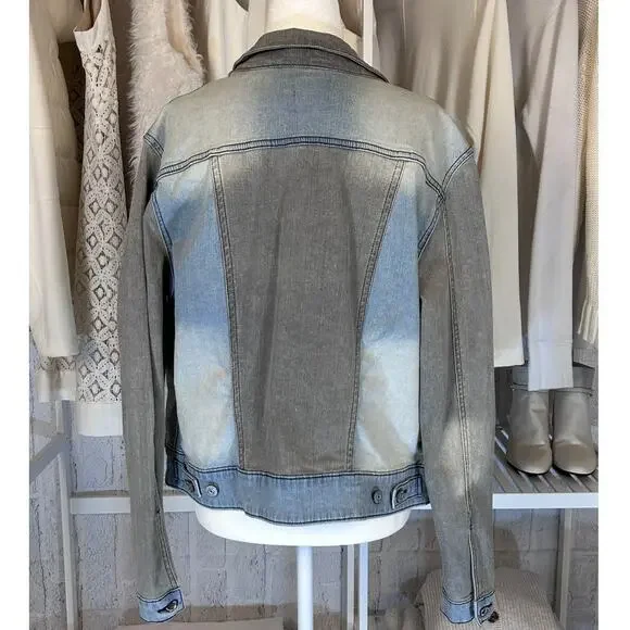 Lularoe Women's Size L Color block Denim Jean Button Up Jacket #0039 - Picture 2 of 6